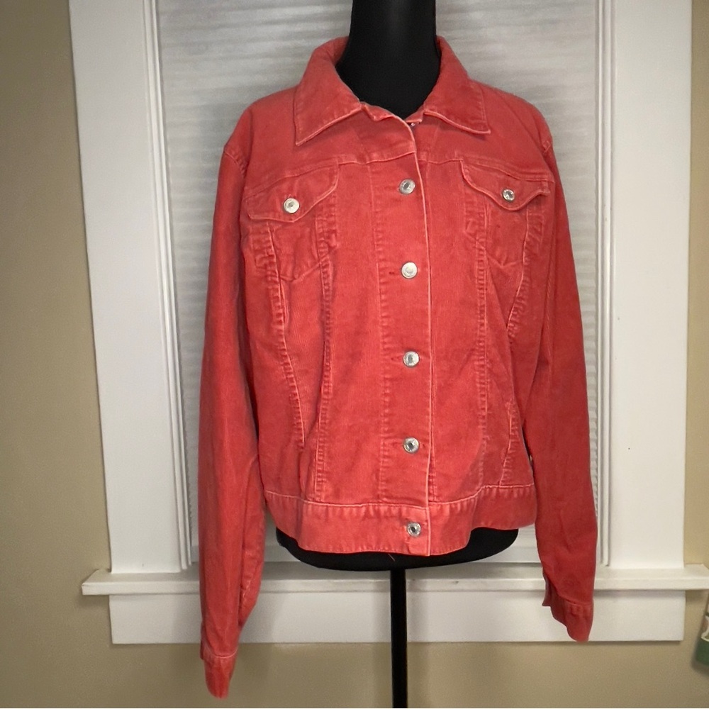 Lands' End Women's Corduroy Coral Jacket sz L/14-16 FREE SHIPPING